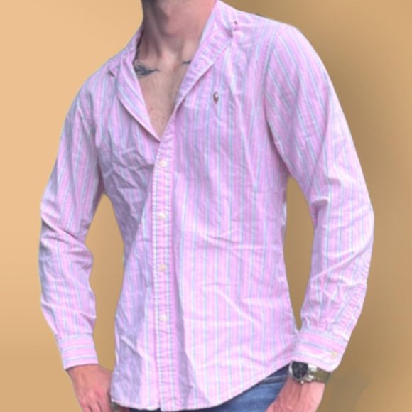 Ralph Lauren Classic Fit Pink, Blue, and Green Button Down Shirt - Picture 1 of 4